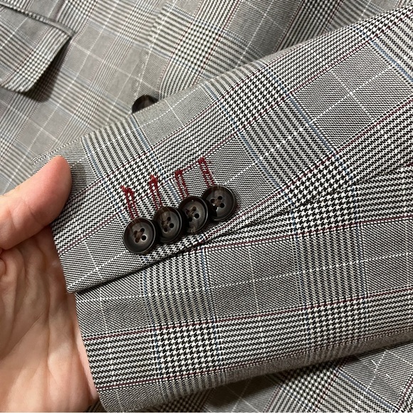 Haggar Men's 42S Plaid Windowpane Blazer Contrast Stitching Preppy Academia - Picture 5 of 15